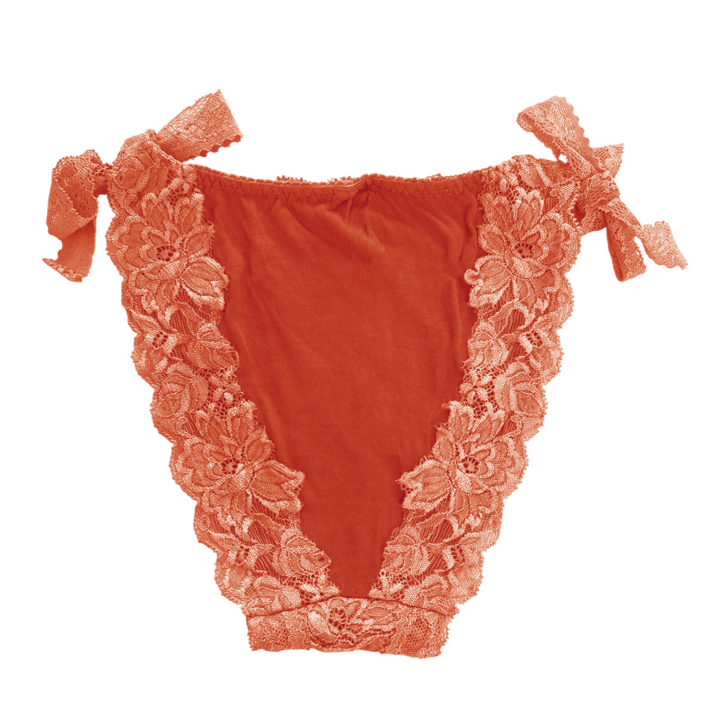 予約受付中】茜染めシルクレース紐ショーツ