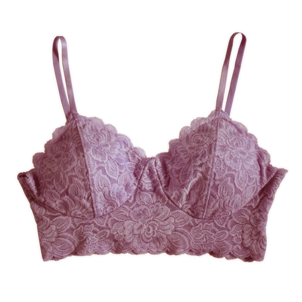 【予約受付中】ログウッド×茜染めシルクレースブラ"FLEUR"～京紫(きょうむらさき)～