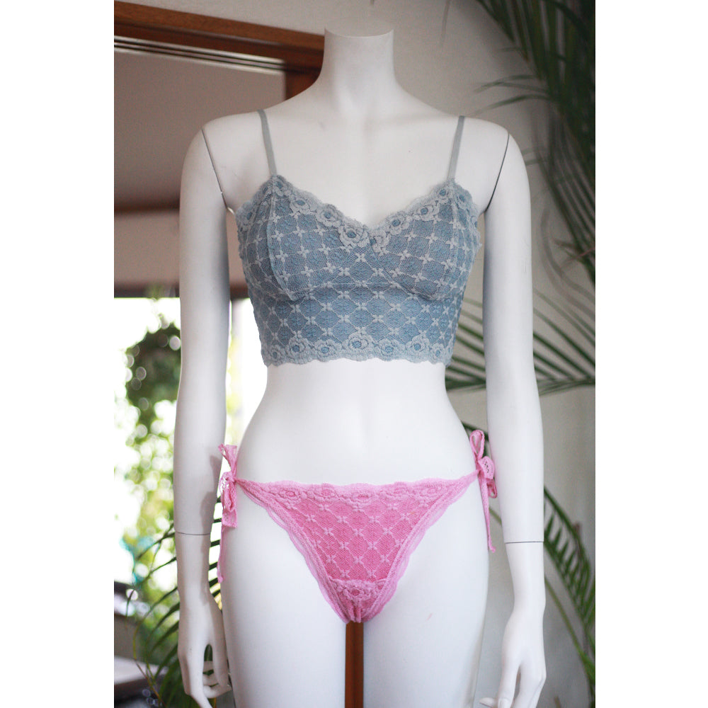 【予約受付中】ログウッド×茜染めシルクレース紐ショーツ"MADRAS"～京紫(きょうむらさき)～