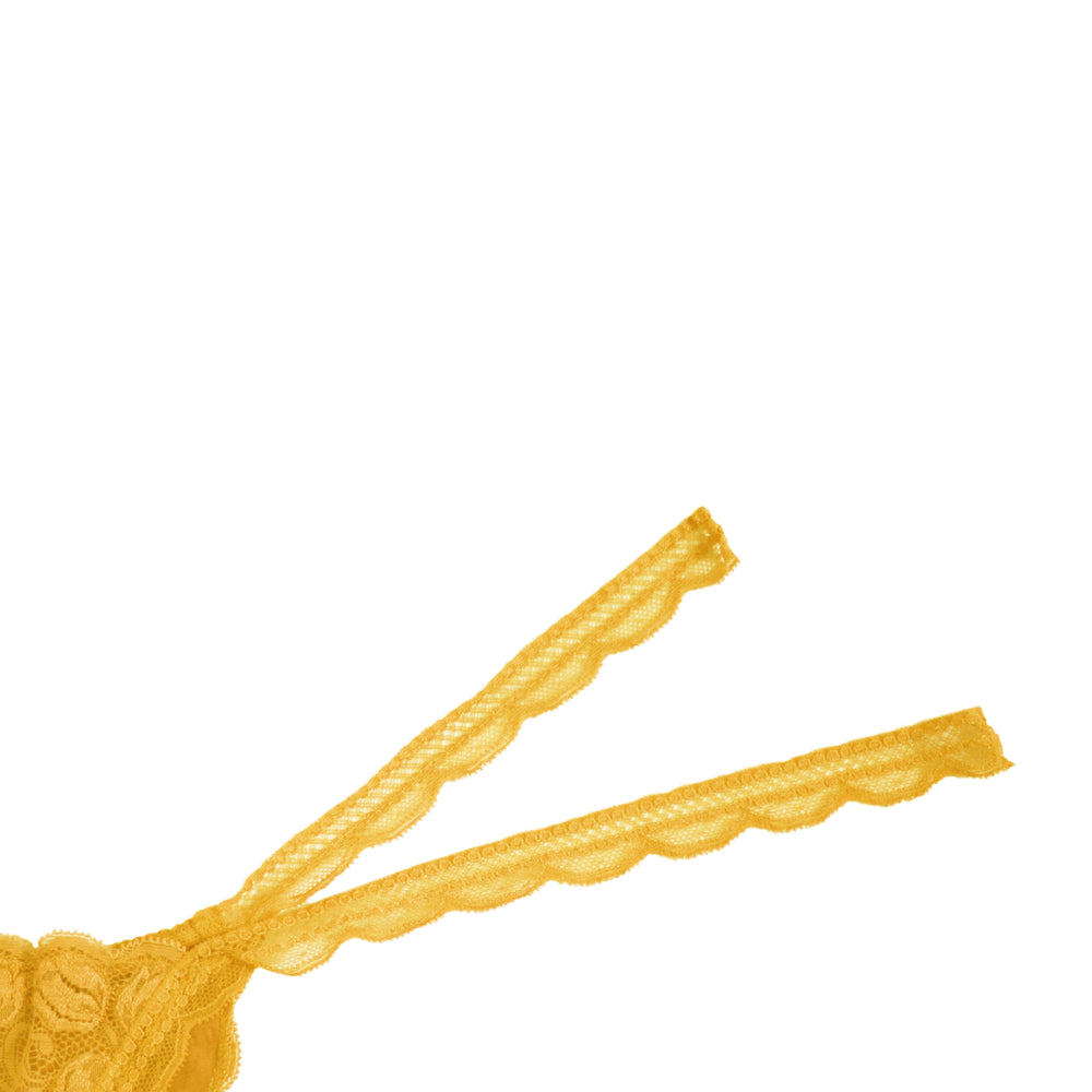 マリーゴールド染めシルクレース紐ショーツ"TULIP"～黄檗色(きはだいろ)～